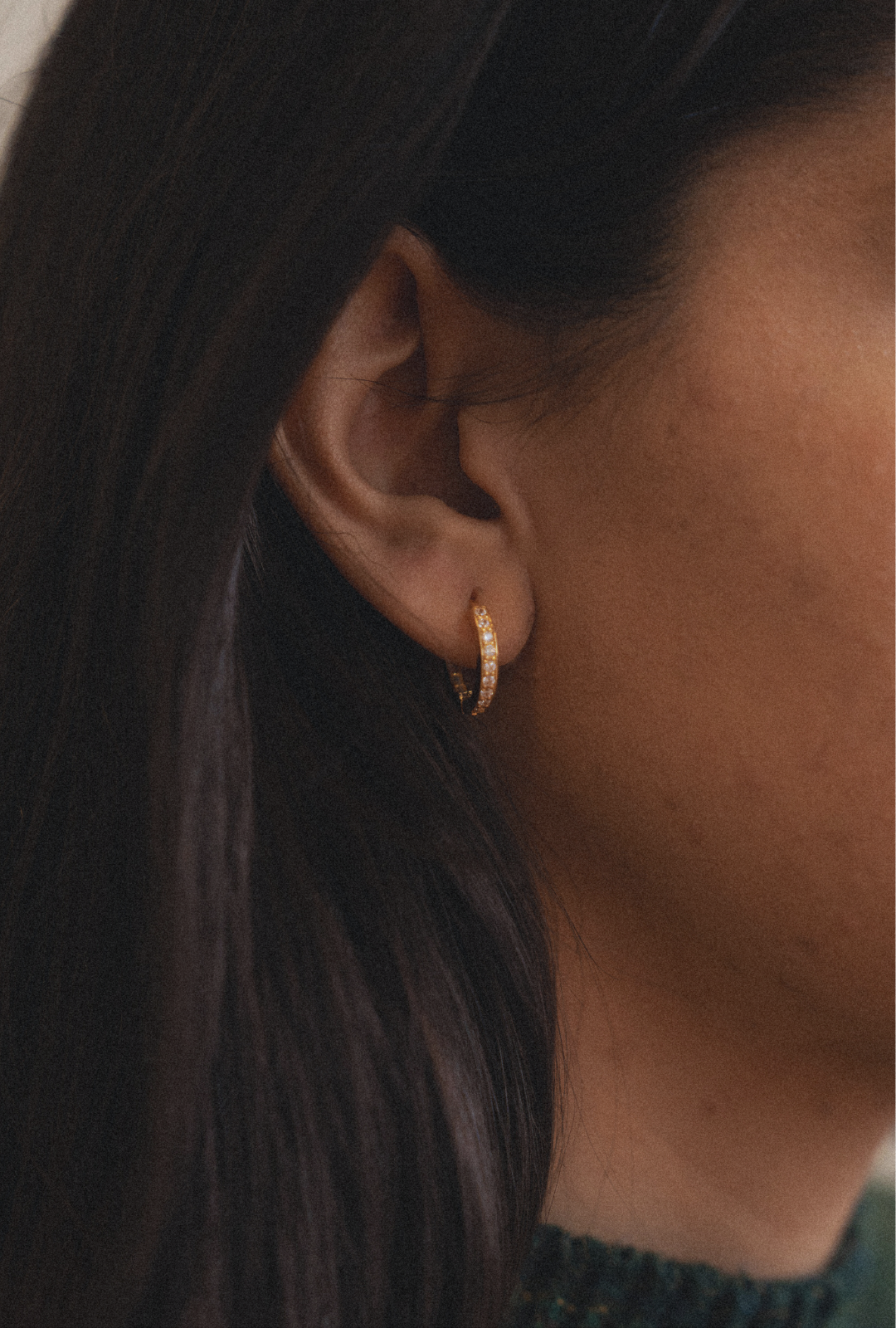 14k Solid Gold Diamond Hoop Earrings