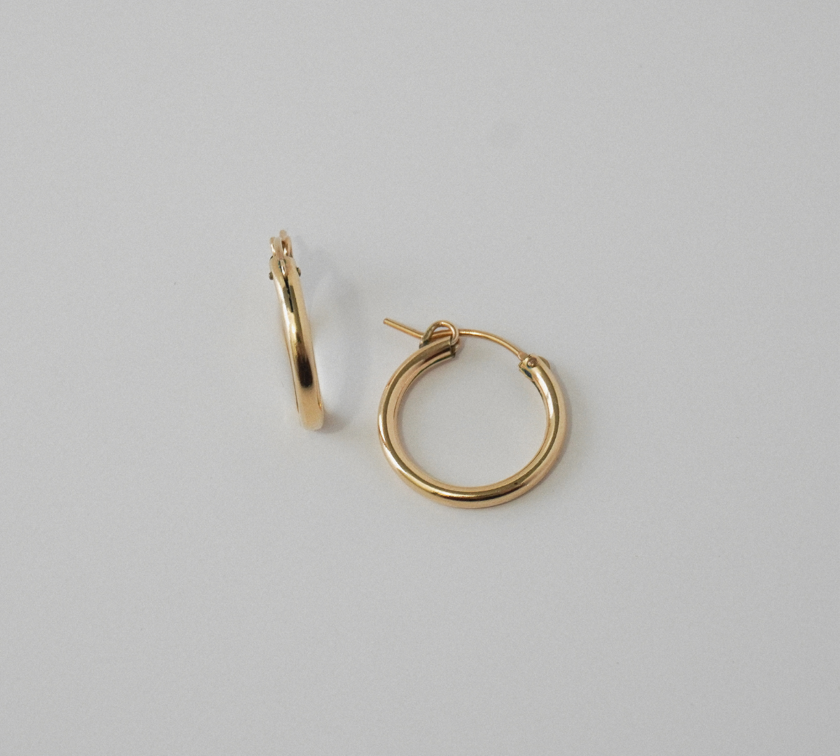 14k Solid Gold Thin Hoop Earrings