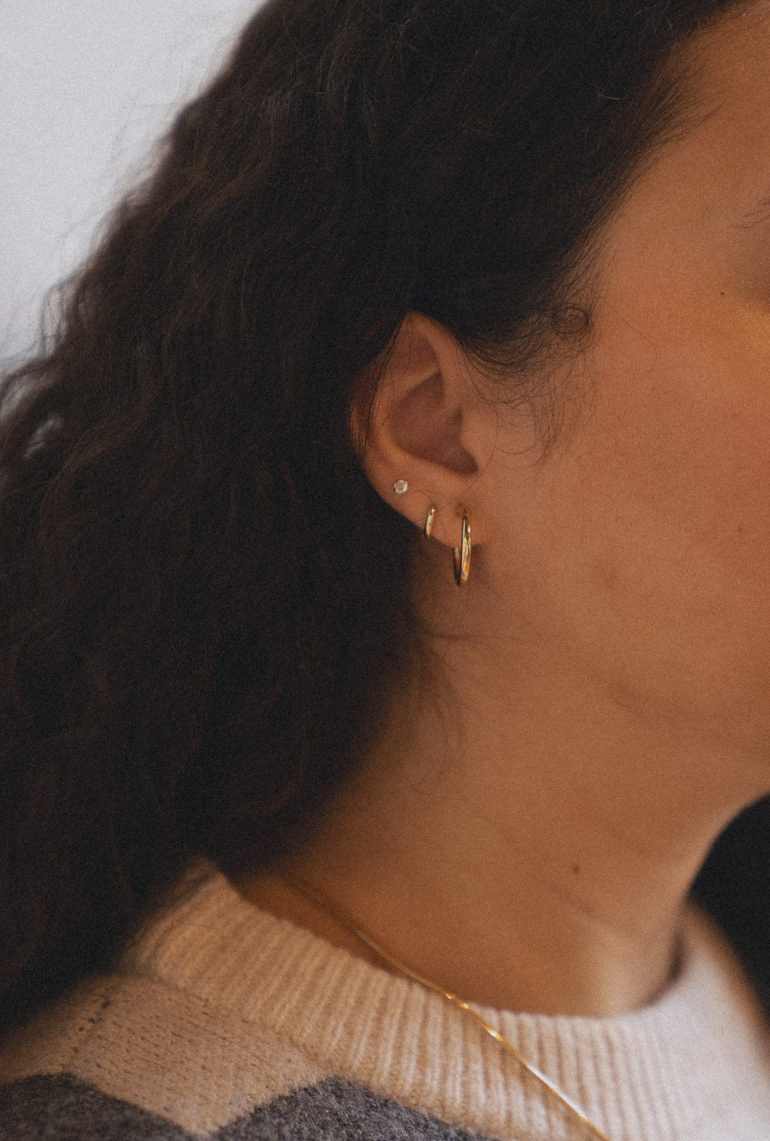 14k Solid Gold Thin Hoop Earrings