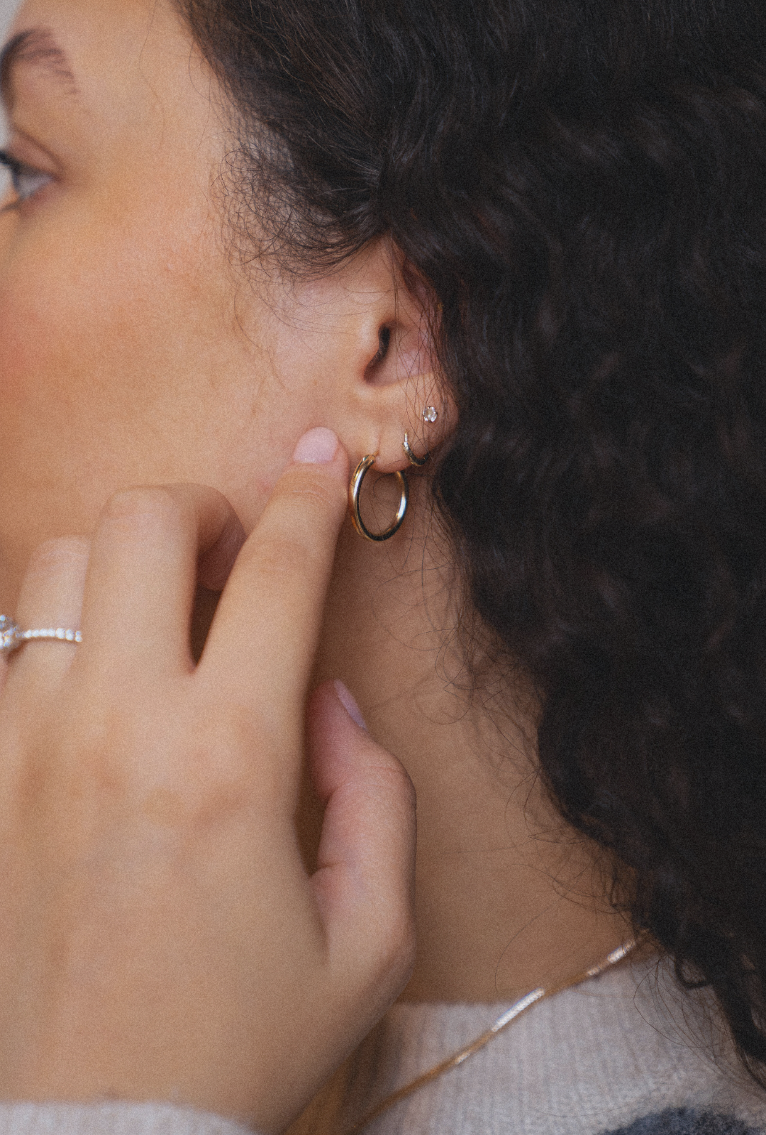 14k Solid Gold Thin Hoop Earrings