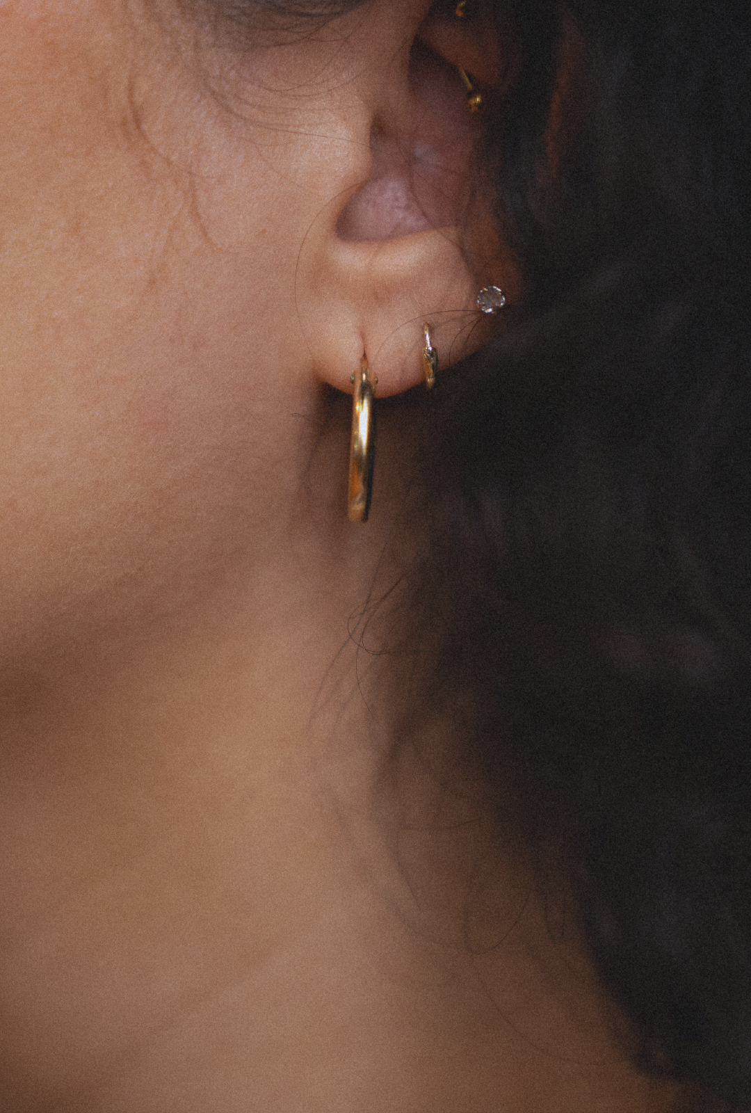 14k Solid Gold Thin Hoop Earrings