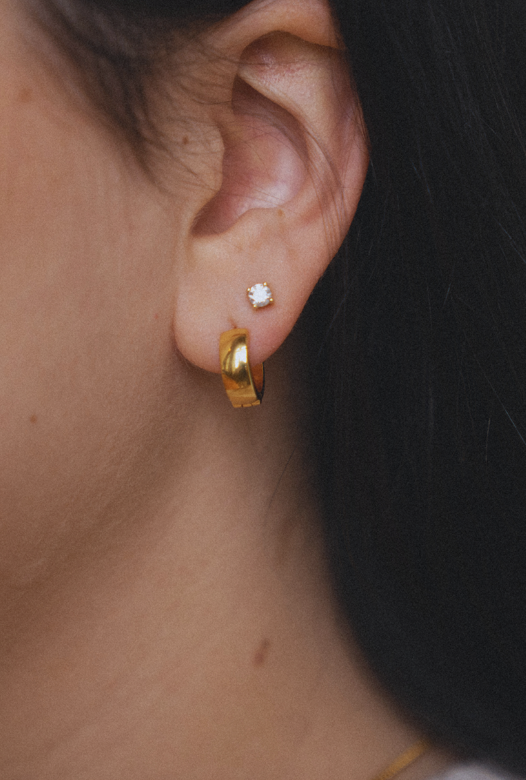 14k Solid Gold Thick Hoop Earrings