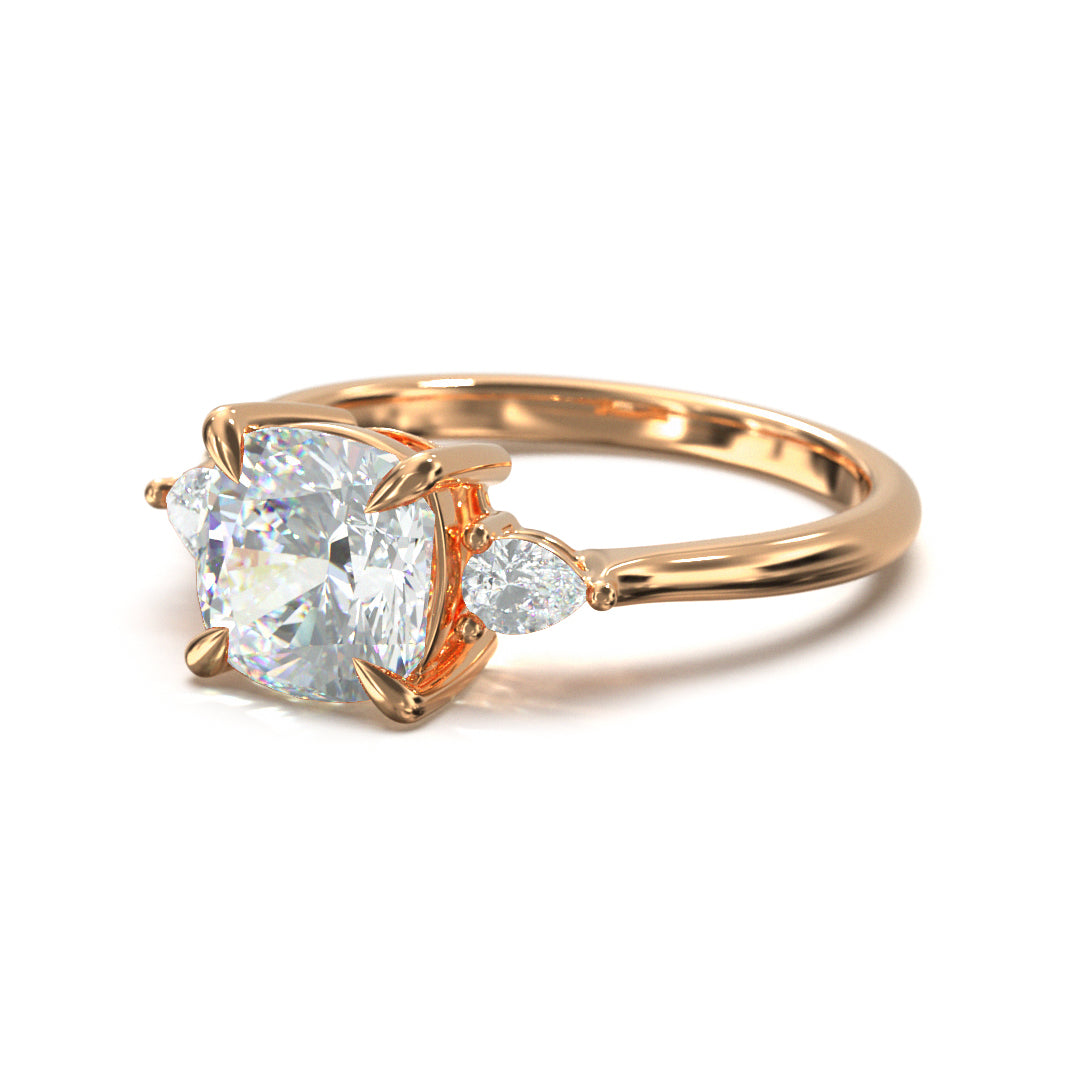 Cushion Cut Trident Engagement Ring
