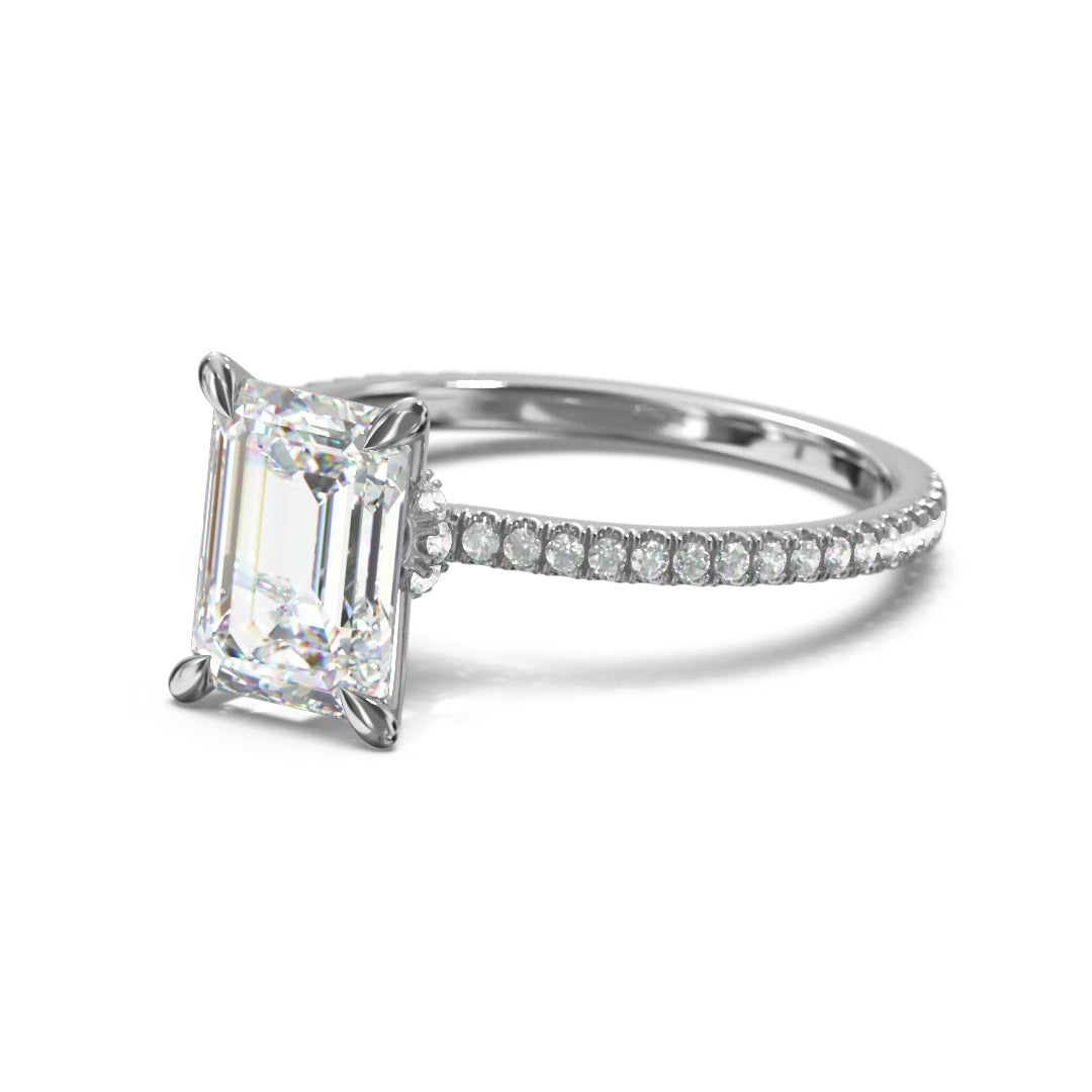 Emerald Cut Celestial Engagement Ring