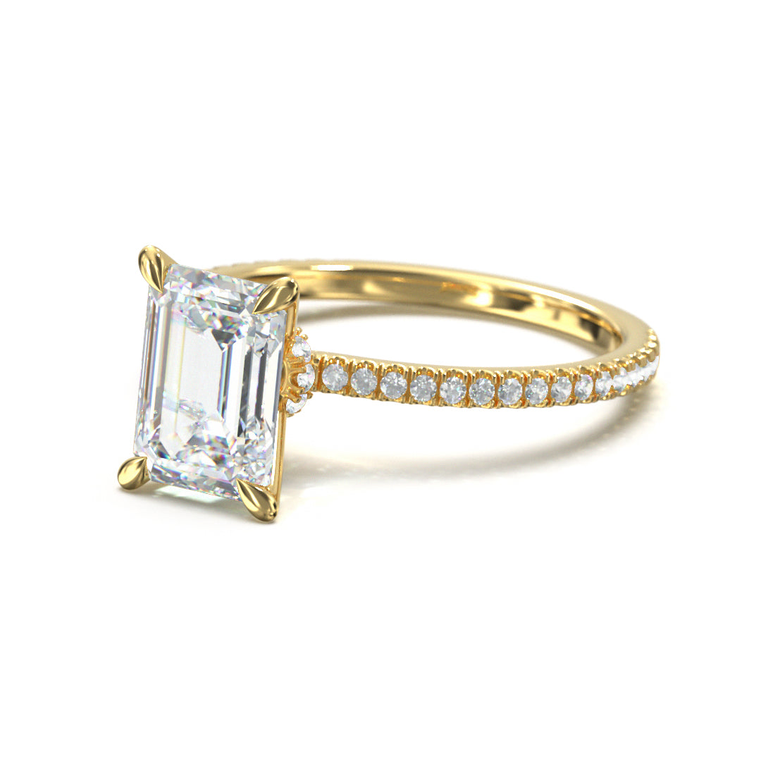 Emerald Cut Celestial Engagement Ring