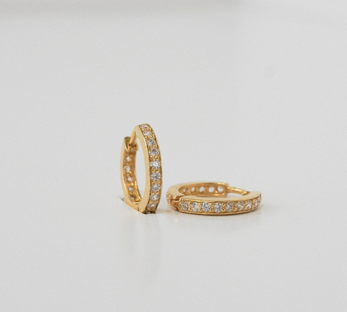 14k Solid Gold Diamond Hoop Earrings