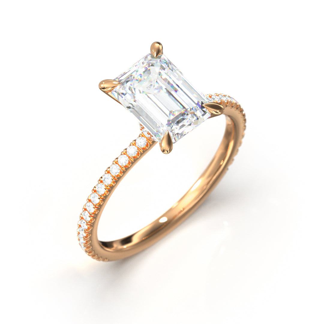 Emerald Cut Celestial Engagement Ring