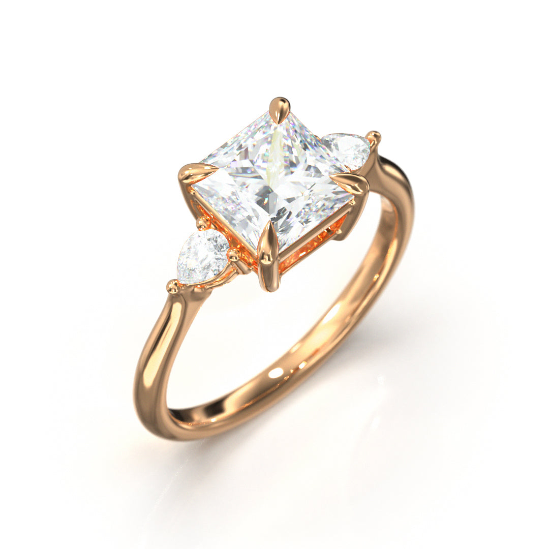 Princess Cut Trident Engagement Ring