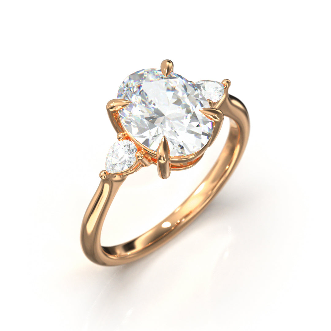 Oval Cut Trident Engagement Ring
