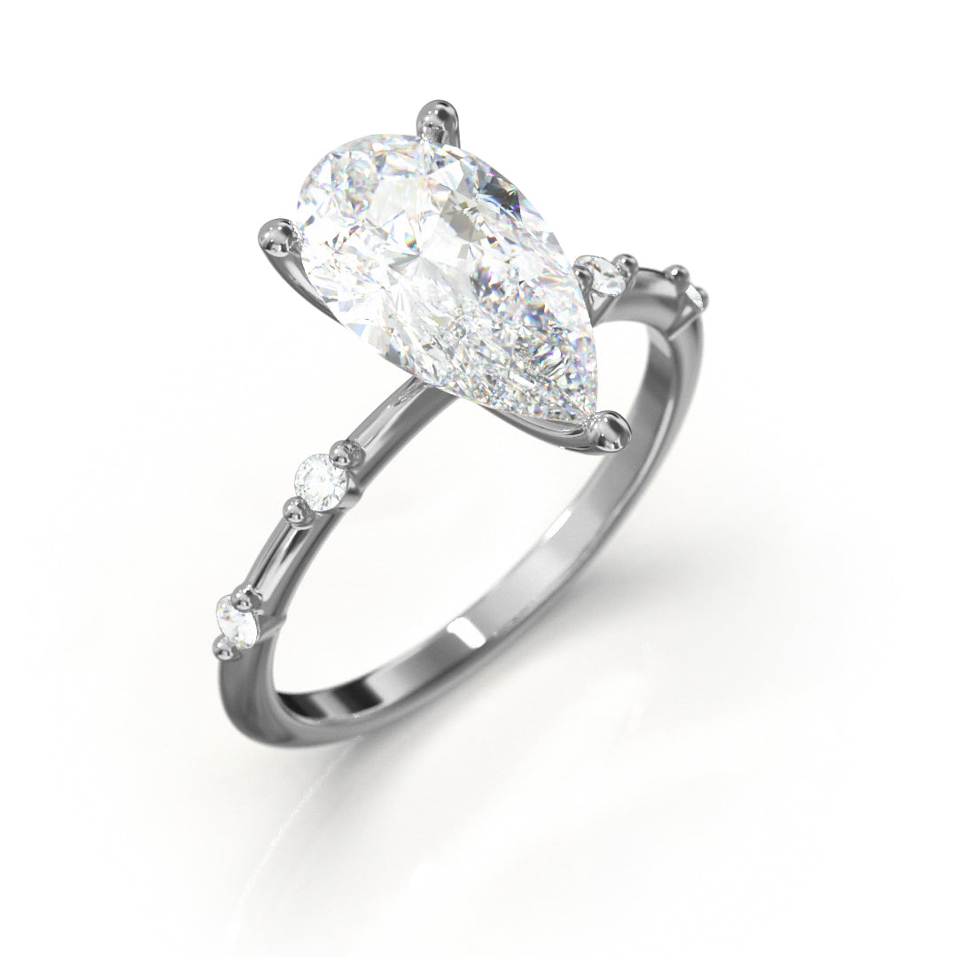 Pear Cut Regal Engagement Ring