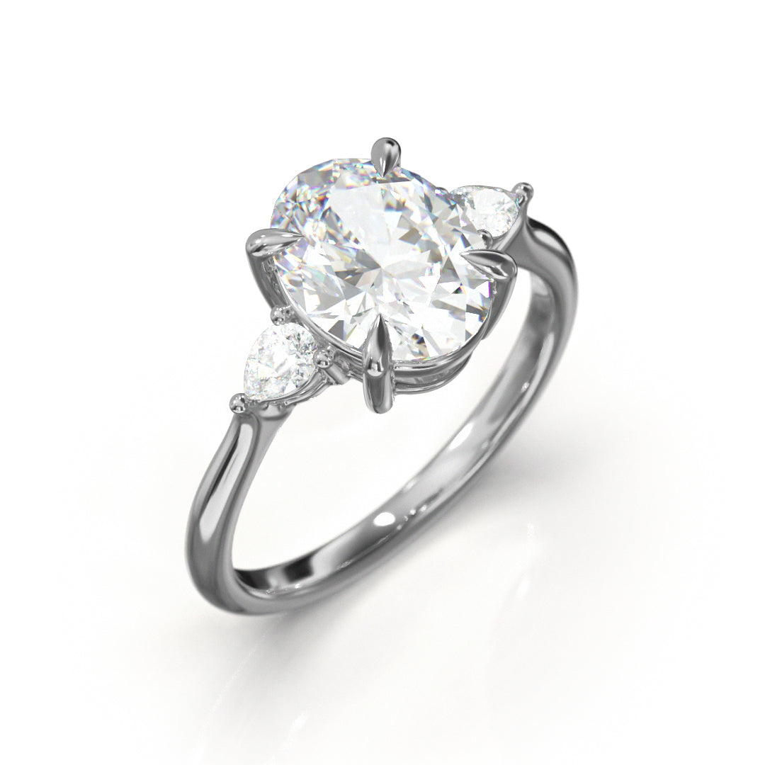 Oval Cut Trident Engagement Ring