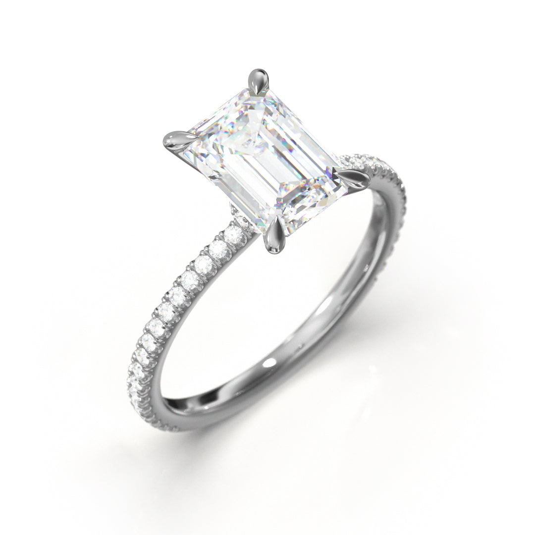 Emerald Cut Celestial Engagement Ring