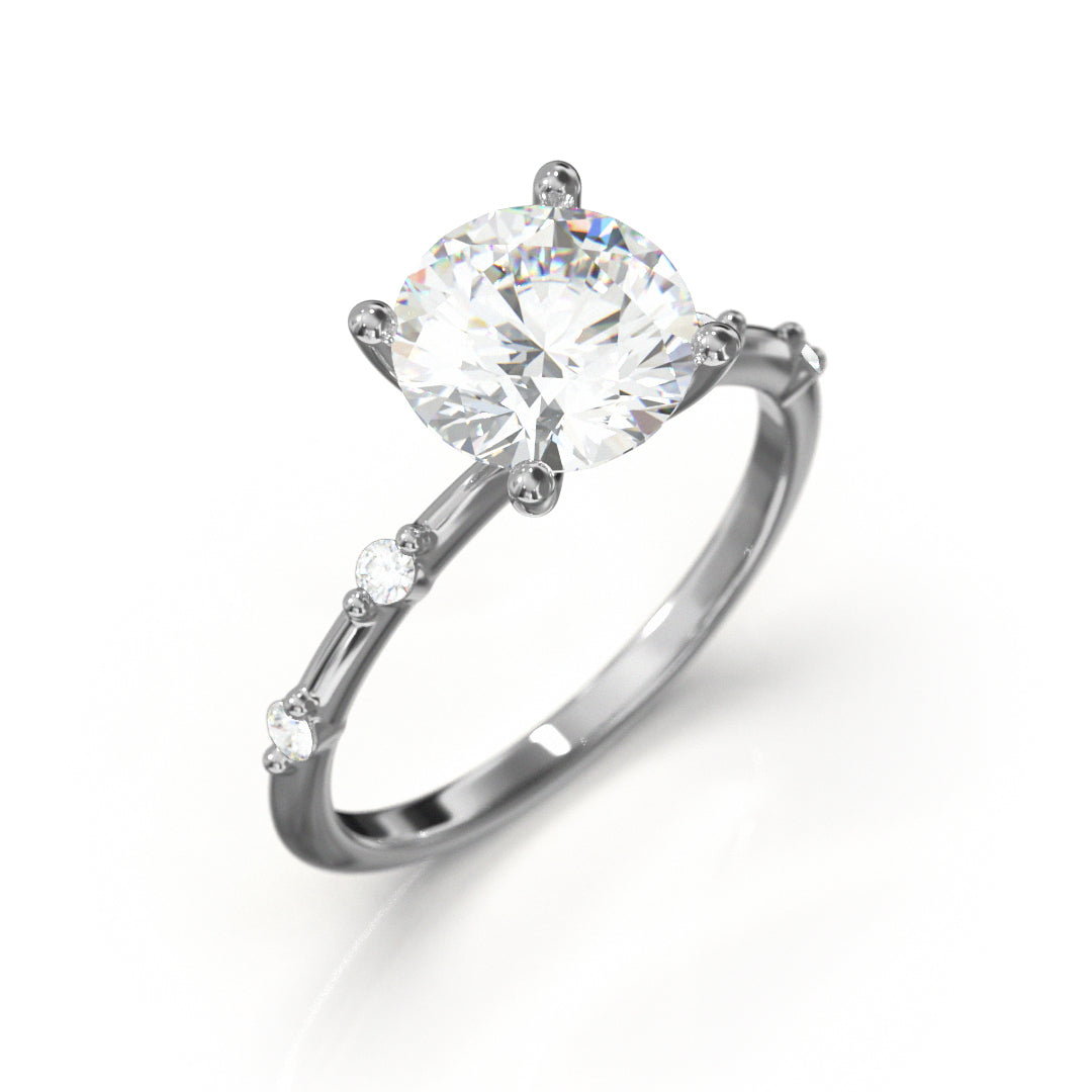 Round Cut Regal Engagement Ring