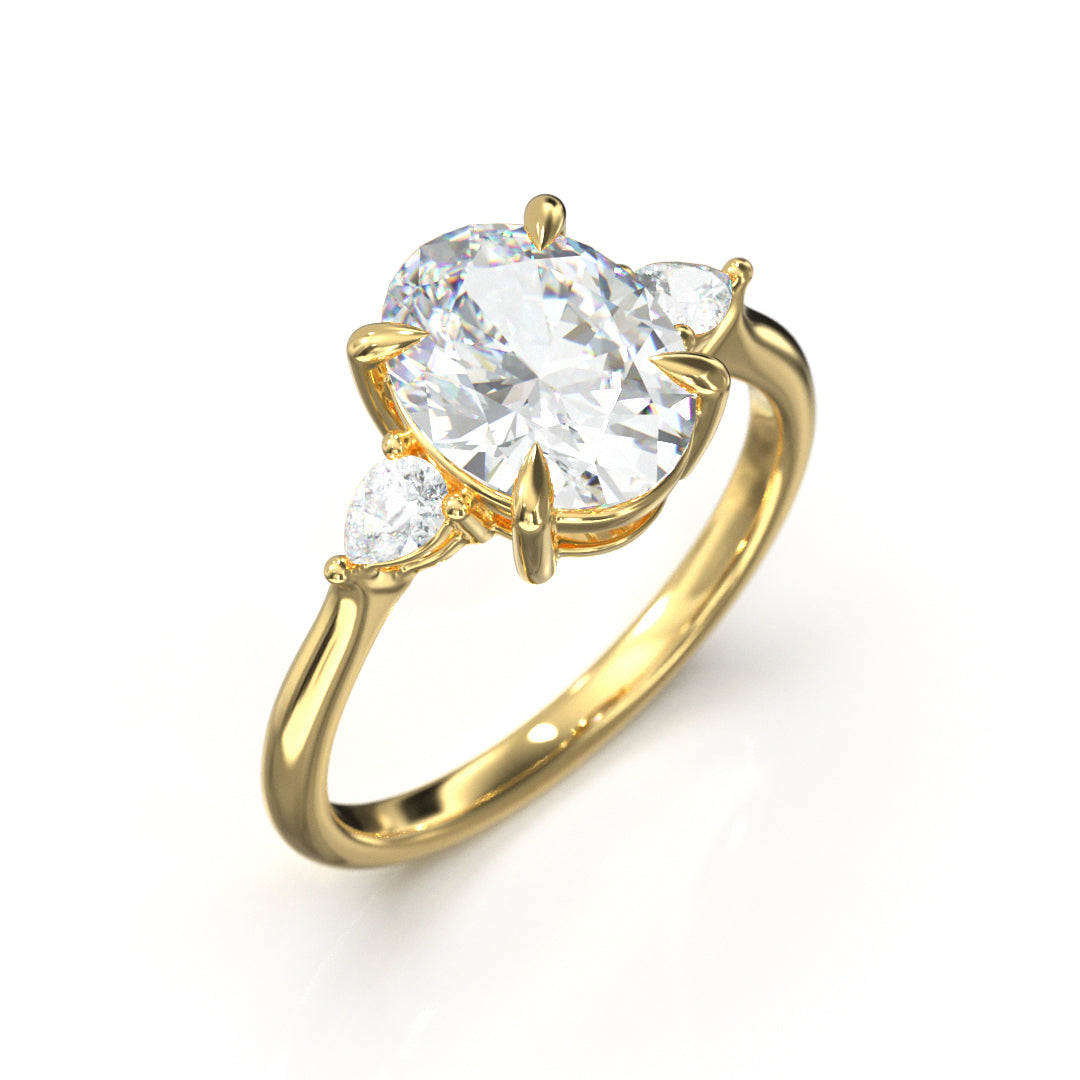 Oval Cut Trident Engagement Ring