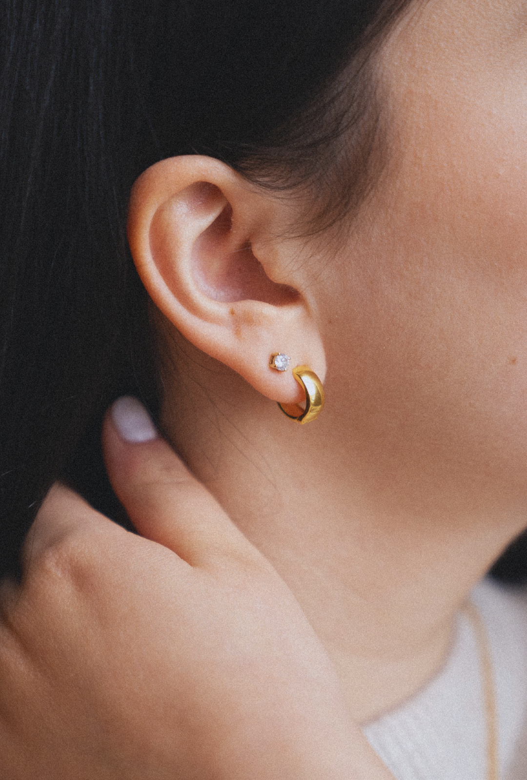 14k Solid Gold Thick Hoop Earrings