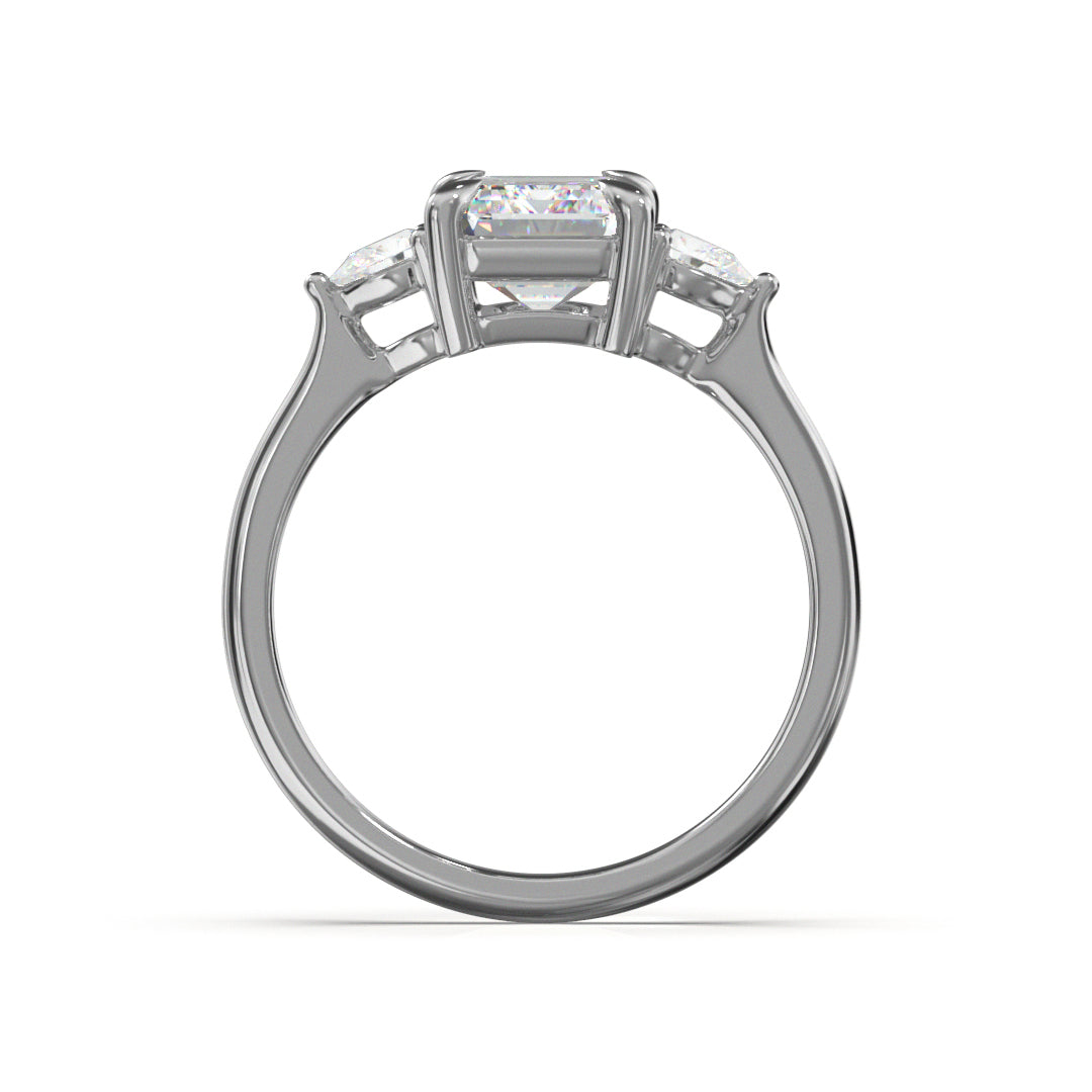 Emerald Cut Trident Engagement Ring