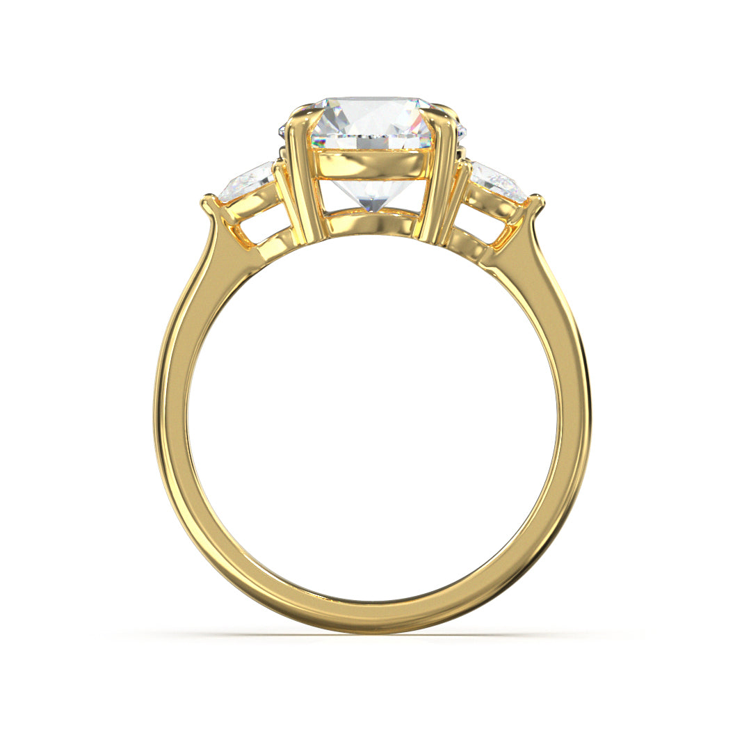 Round Cut Trident Engagement Ring