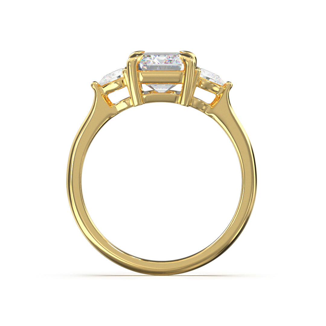 Emerald Cut Trident Engagement Ring