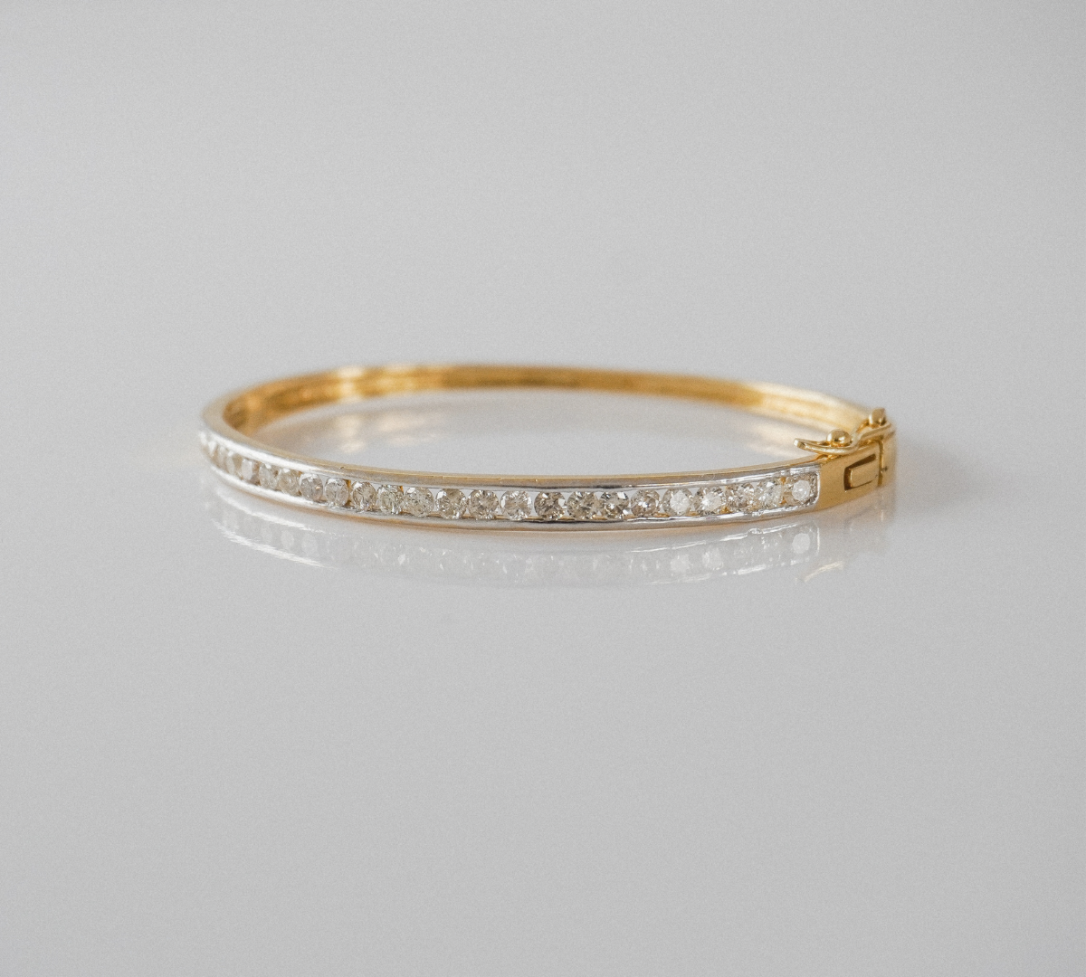 14k Gold Diamond Bangle