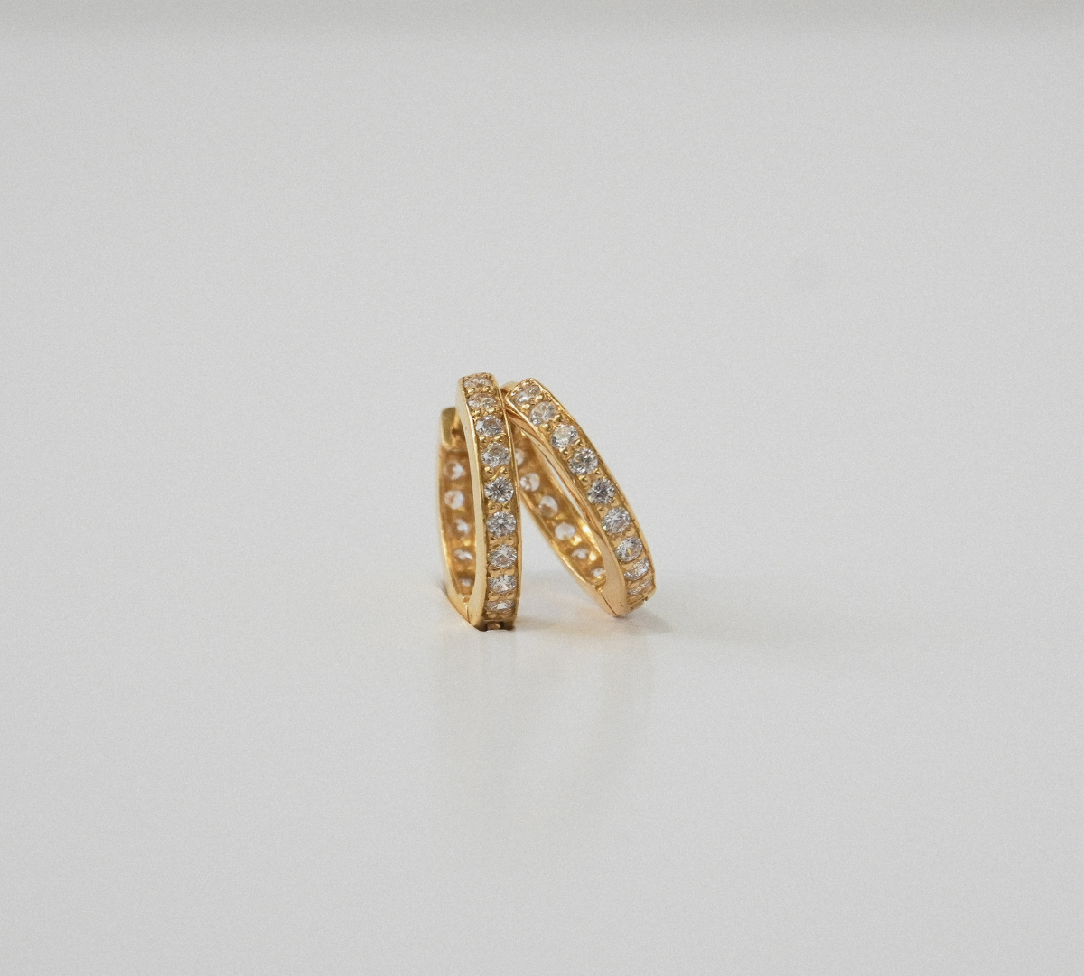 14k Solid Gold Diamond Hoop Earrings