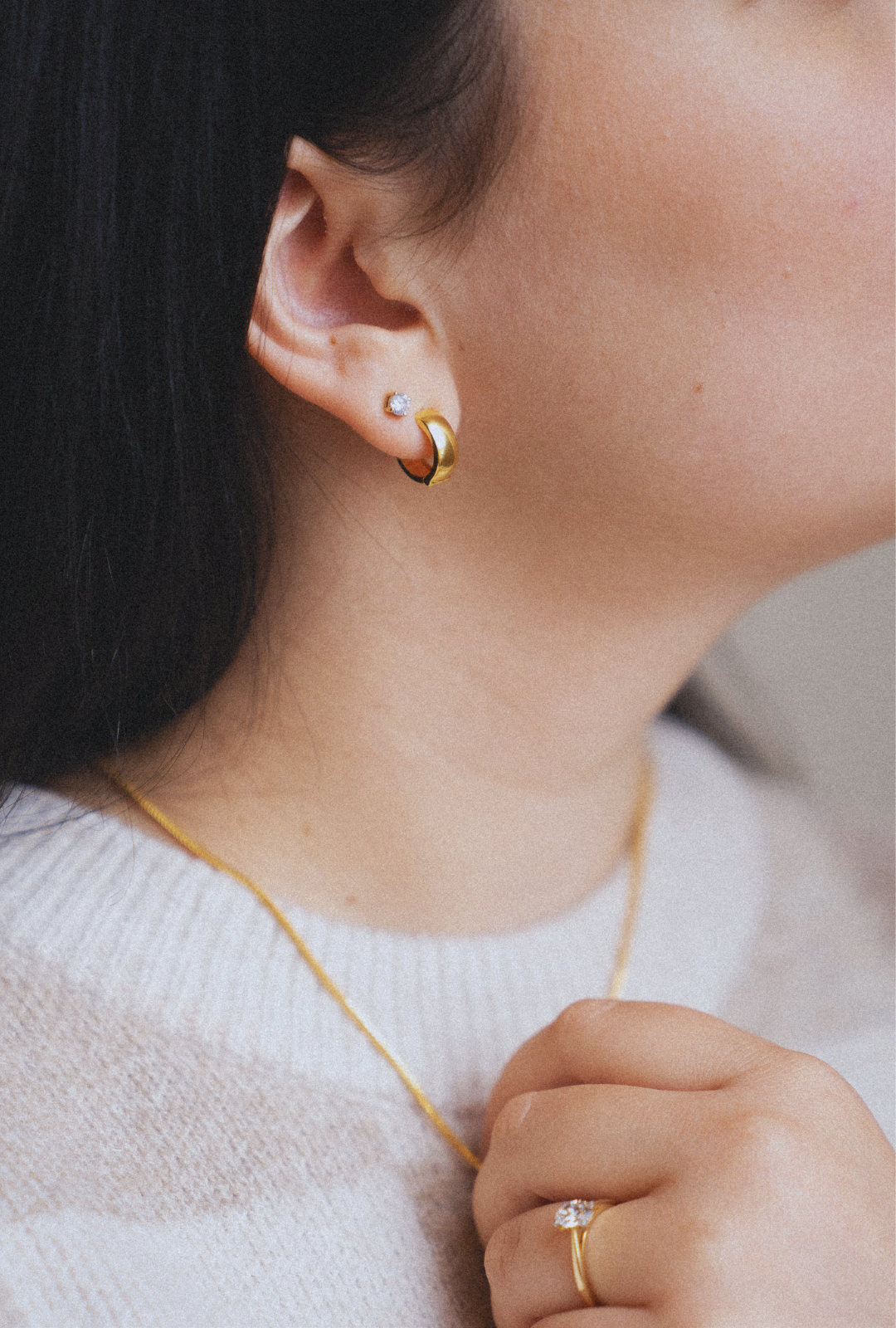 14k Solid Gold Thick Hoop Earrings