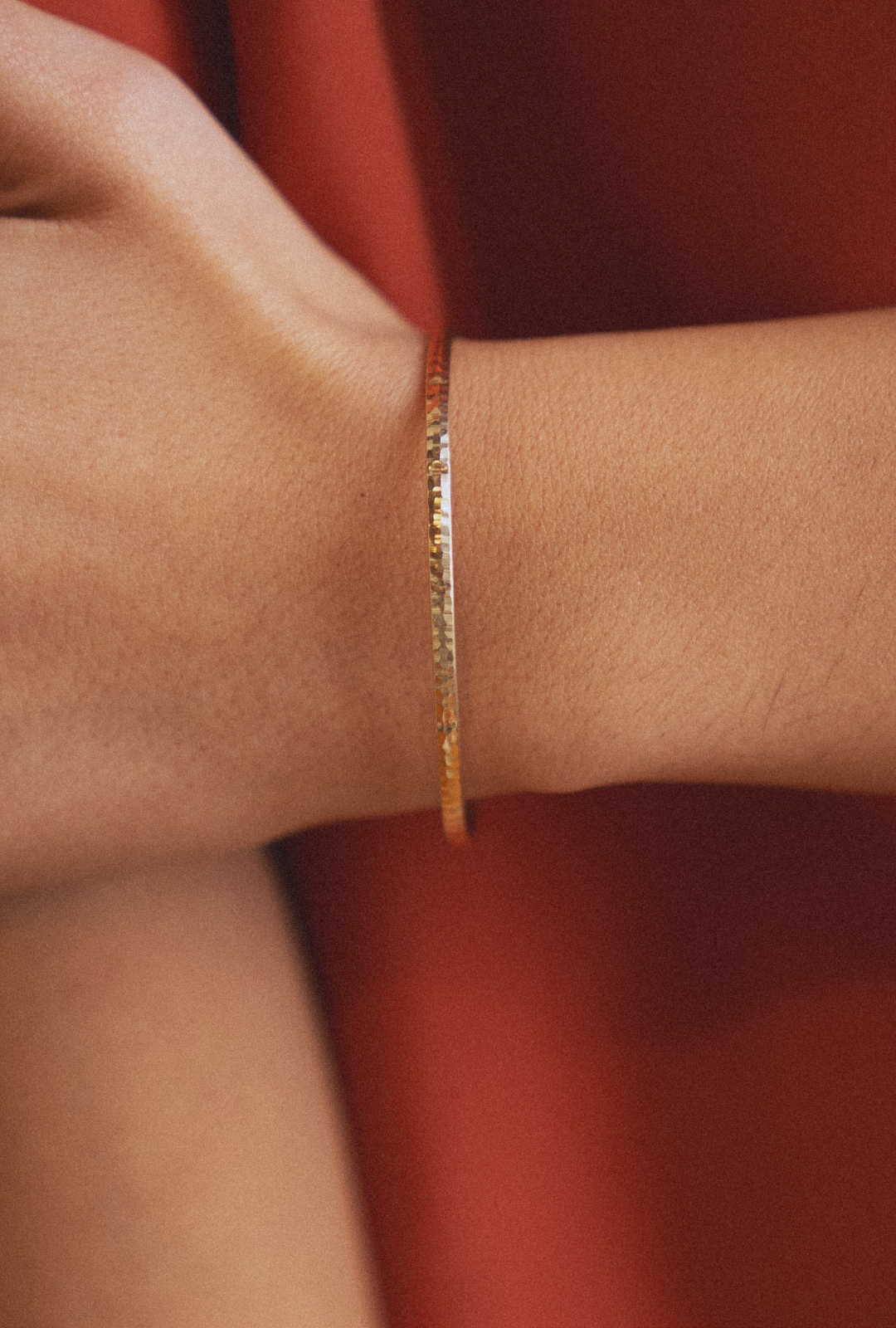 14k Gold Textured Bangle