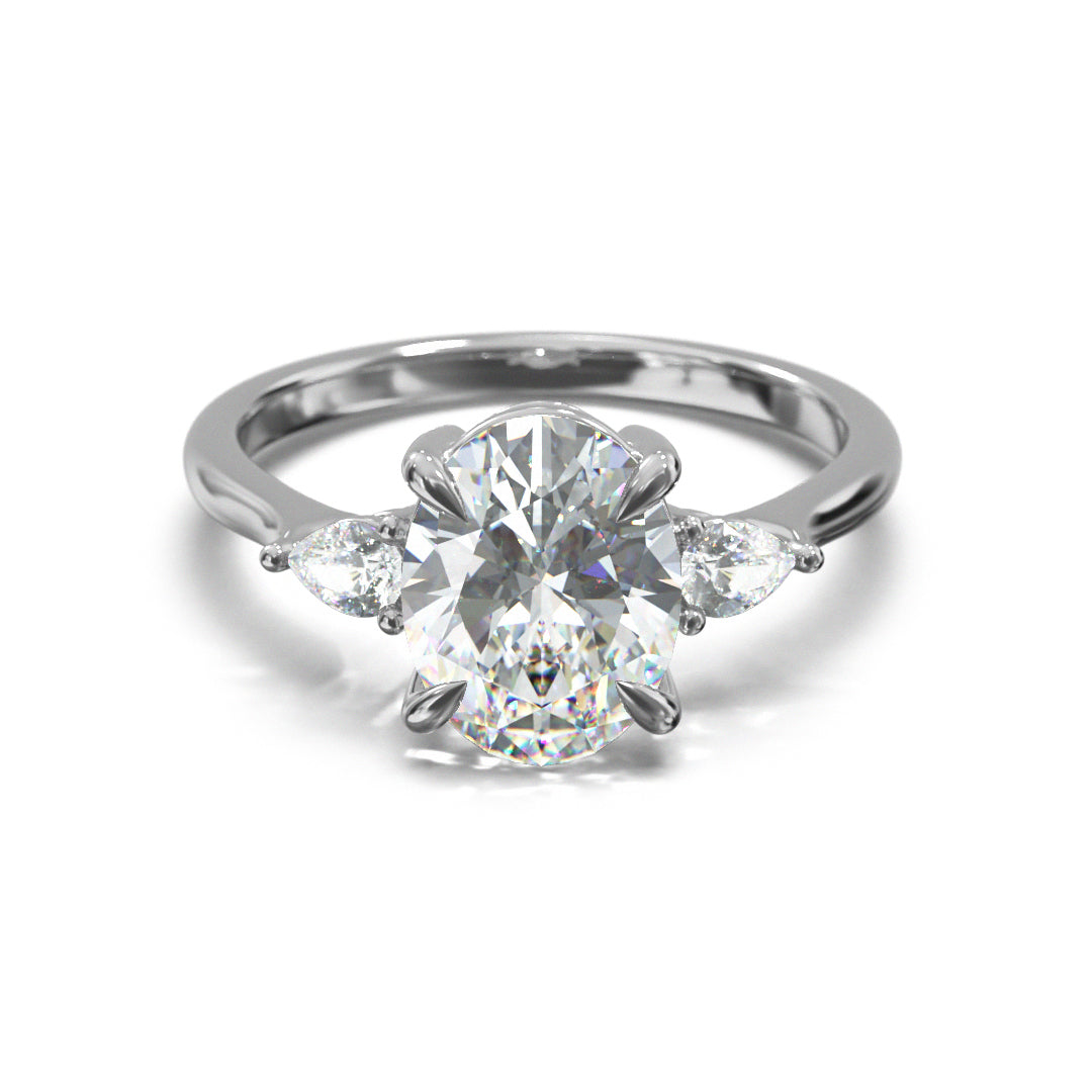 Oval Cut Trident Engagement Ring