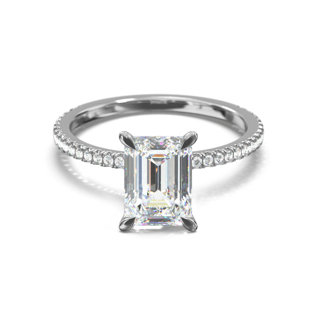 Emerald Cut Celestial Engagement Ring