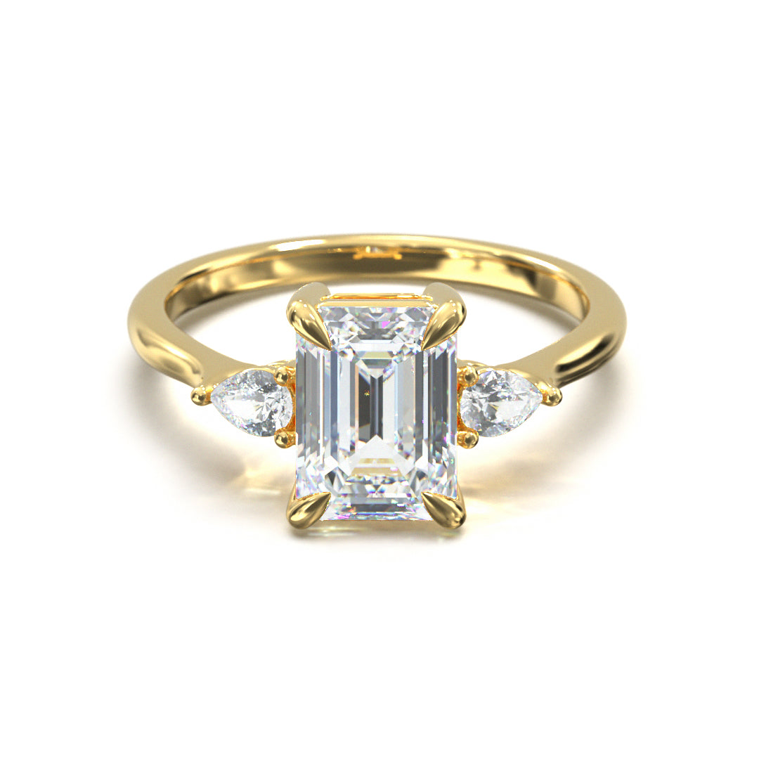 Emerald Cut Trident Engagement Ring