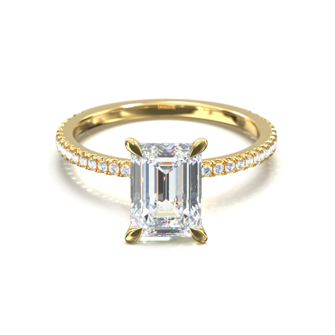 Emerald Cut Celestial Engagement Ring