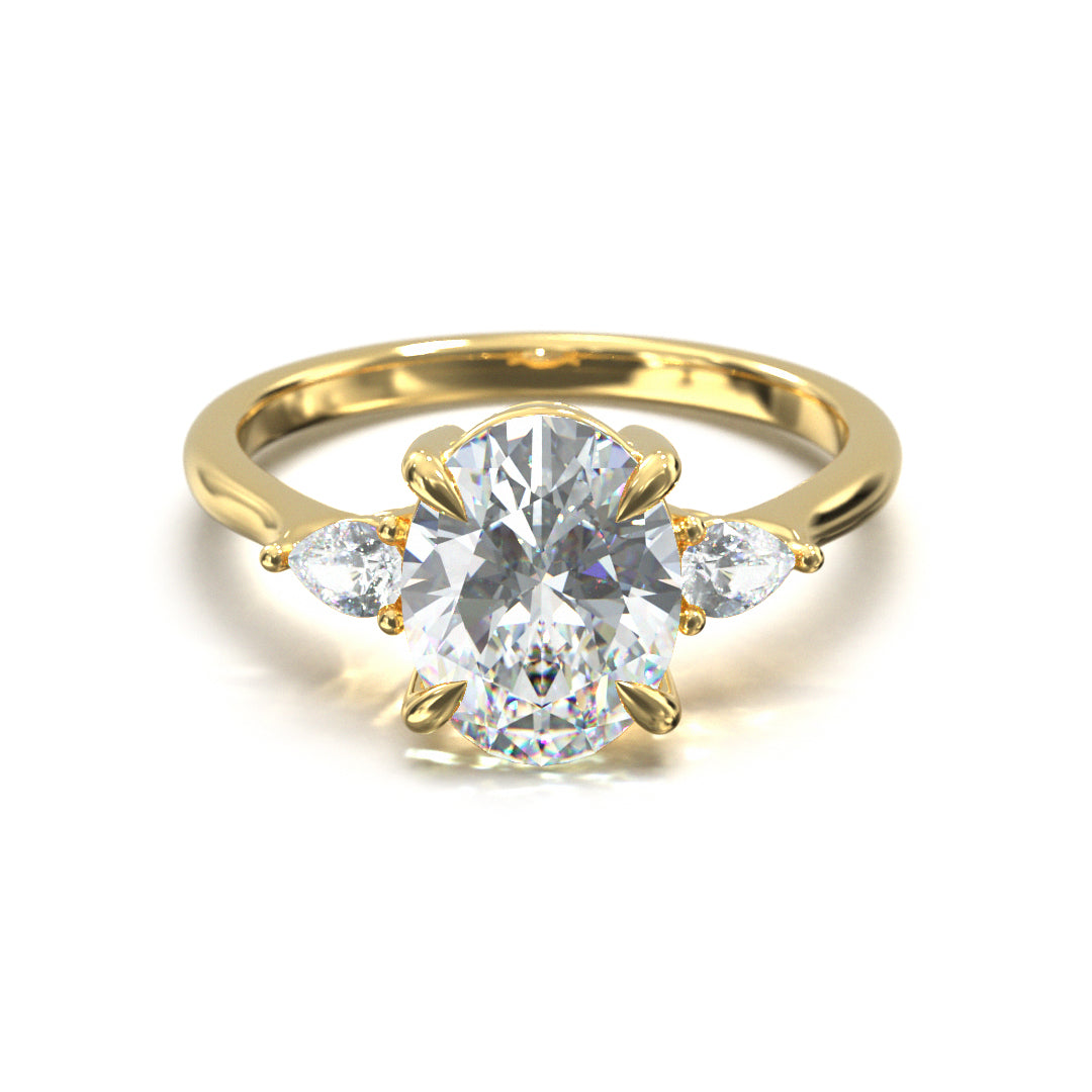 Oval Cut Trident Engagement Ring