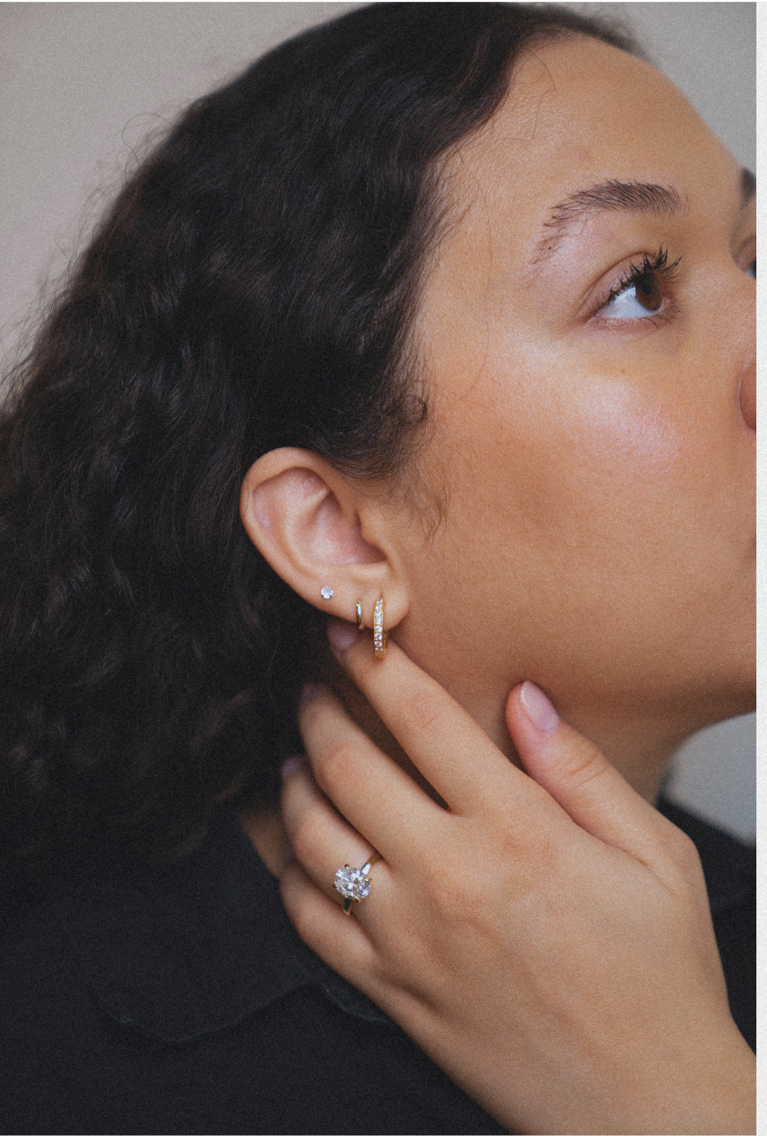 14k Solid Gold Diamond Hoop Earrings