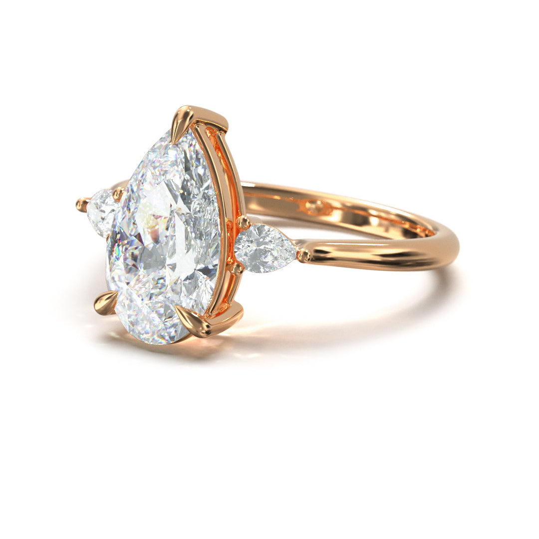 Pear Cut Trident Engagement Ring