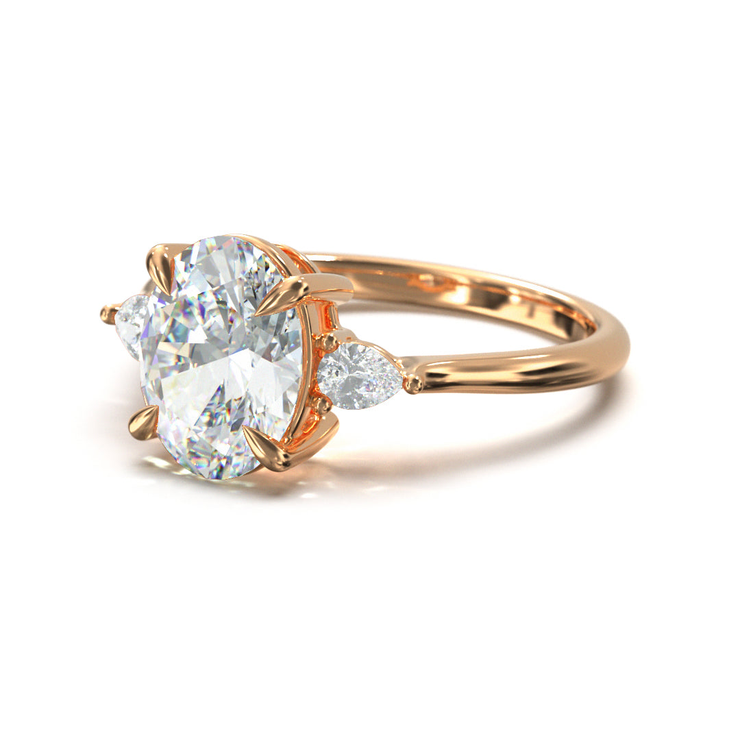 Oval Cut Trident Engagement Ring