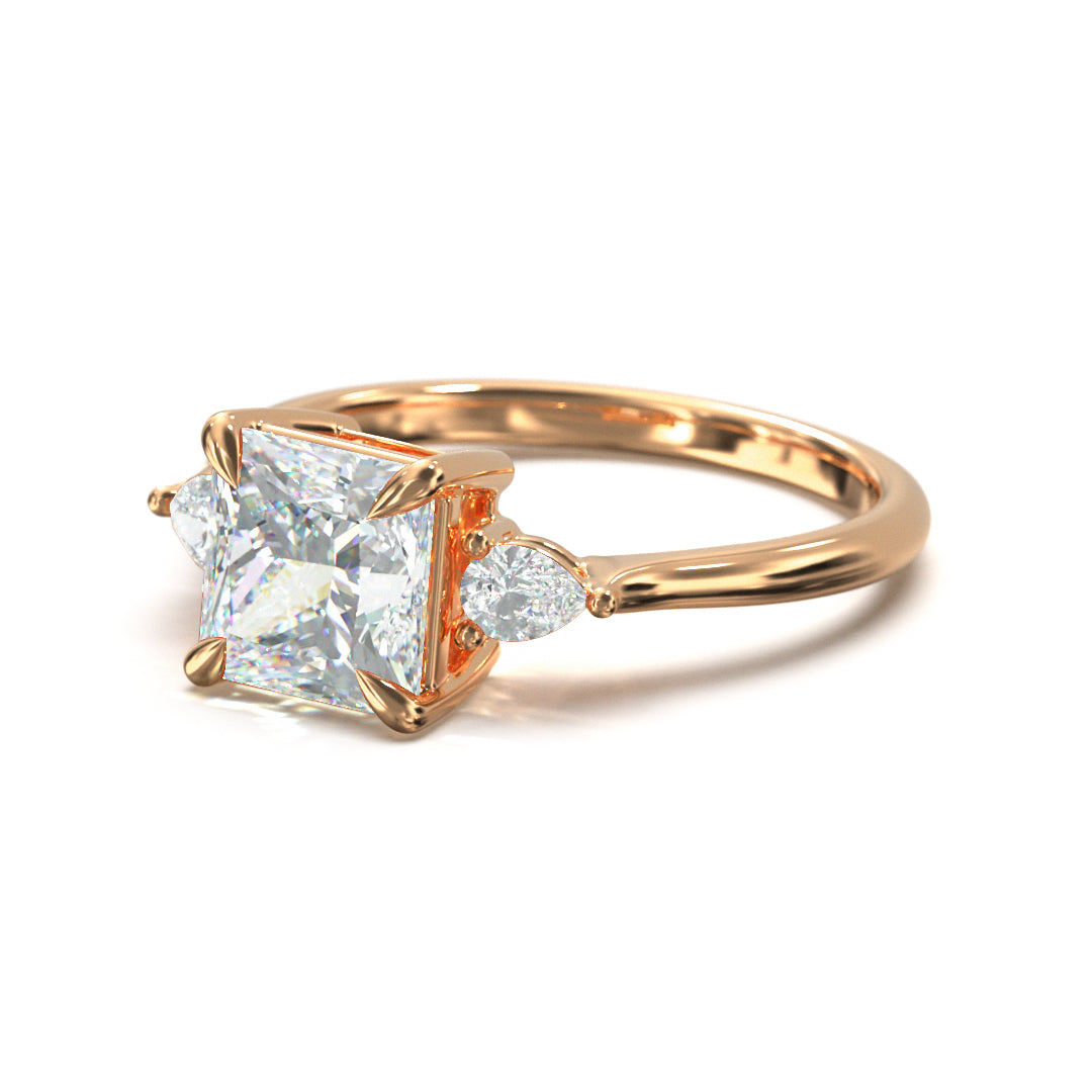 Princess Cut Trident Engagement Ring