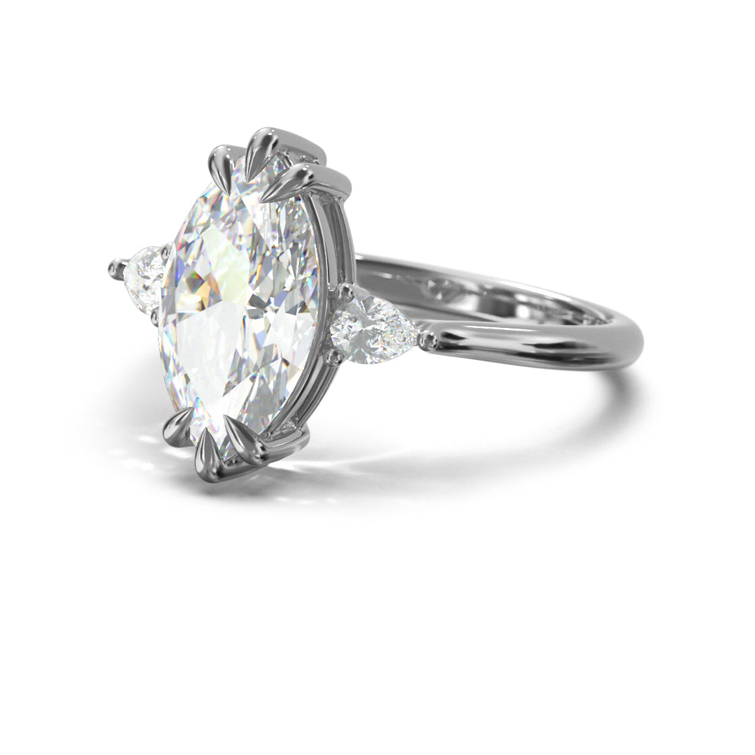 Marquise Cut Trident Engagement Ring