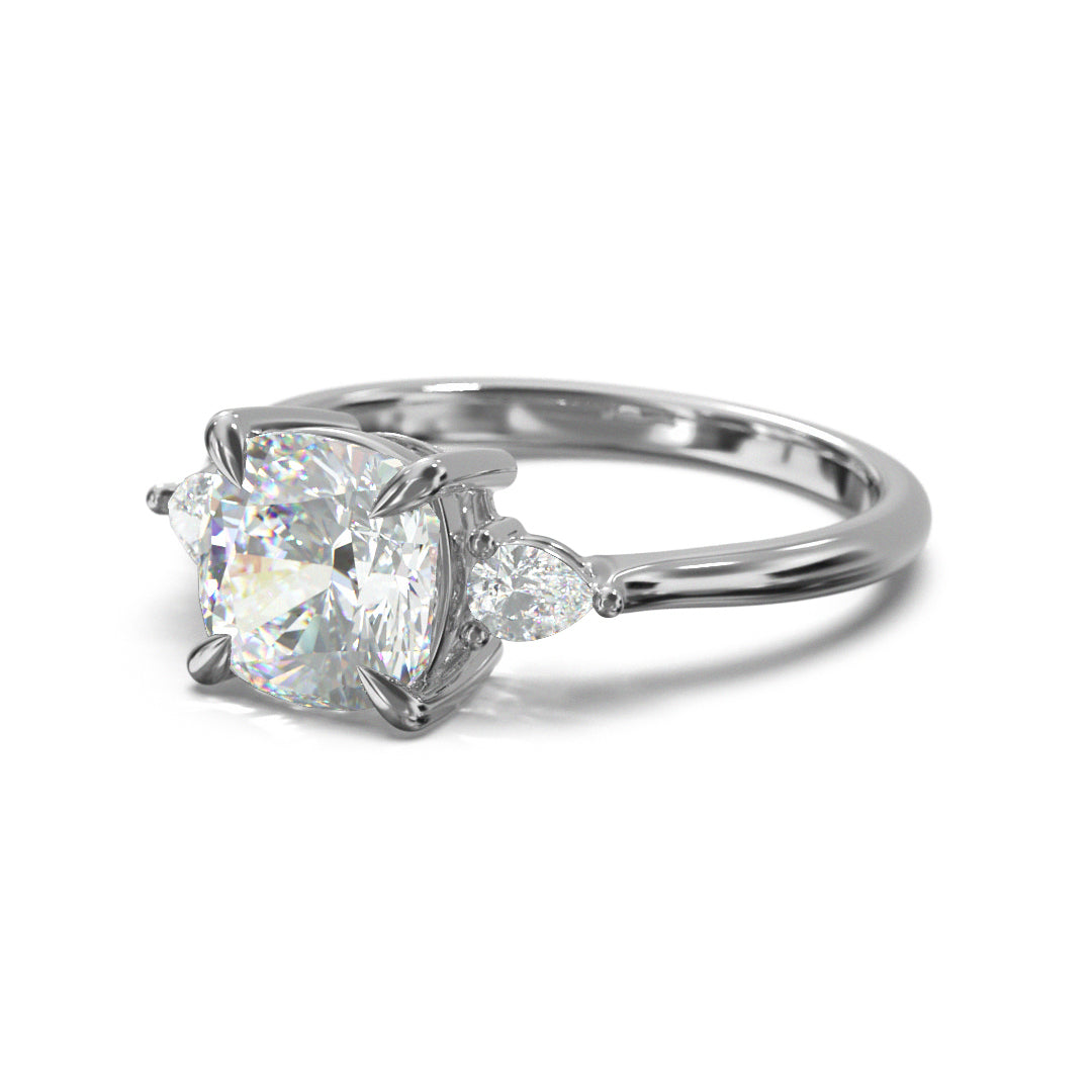 Cushion Cut Trident Engagement Ring