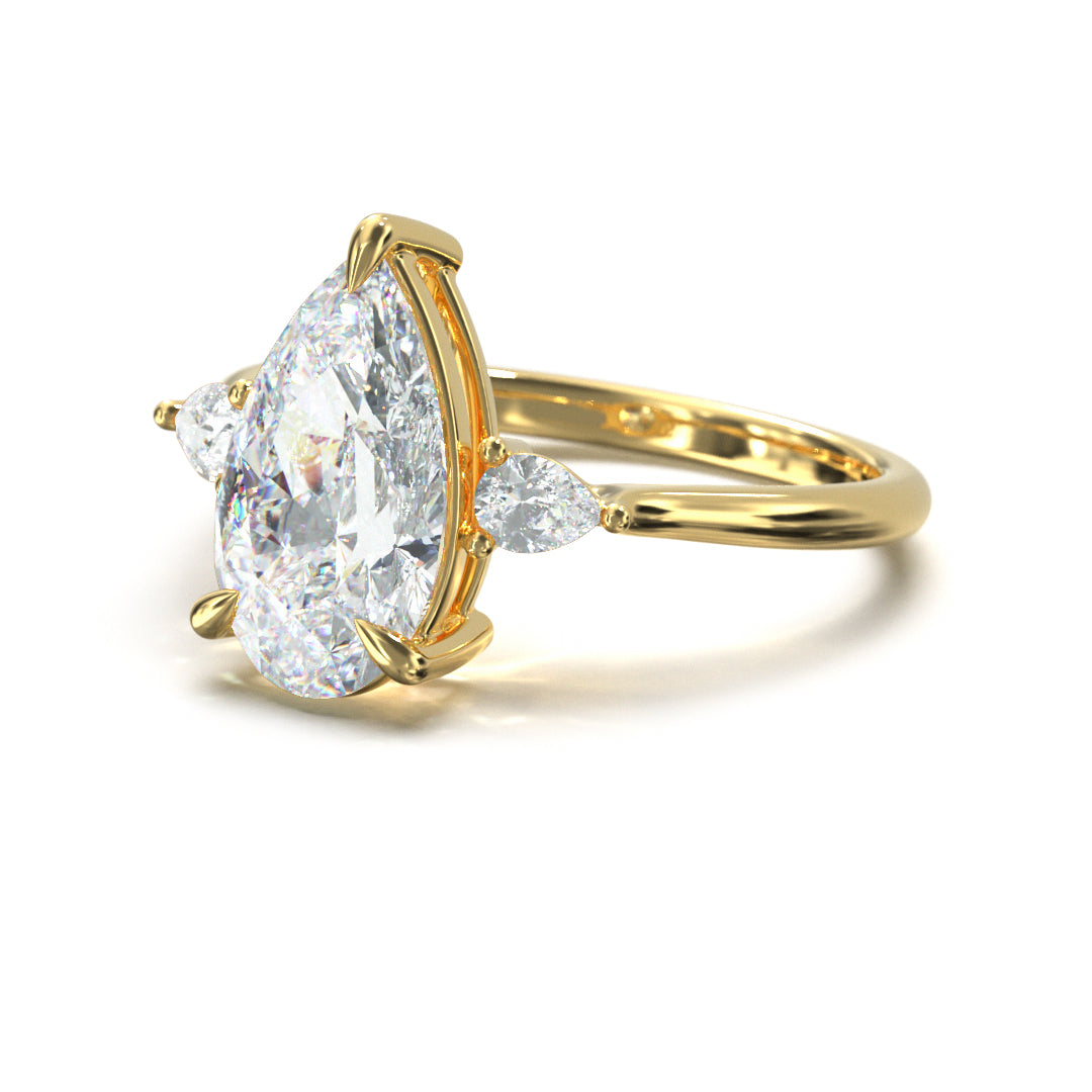 Pear Cut Trident Engagement Ring