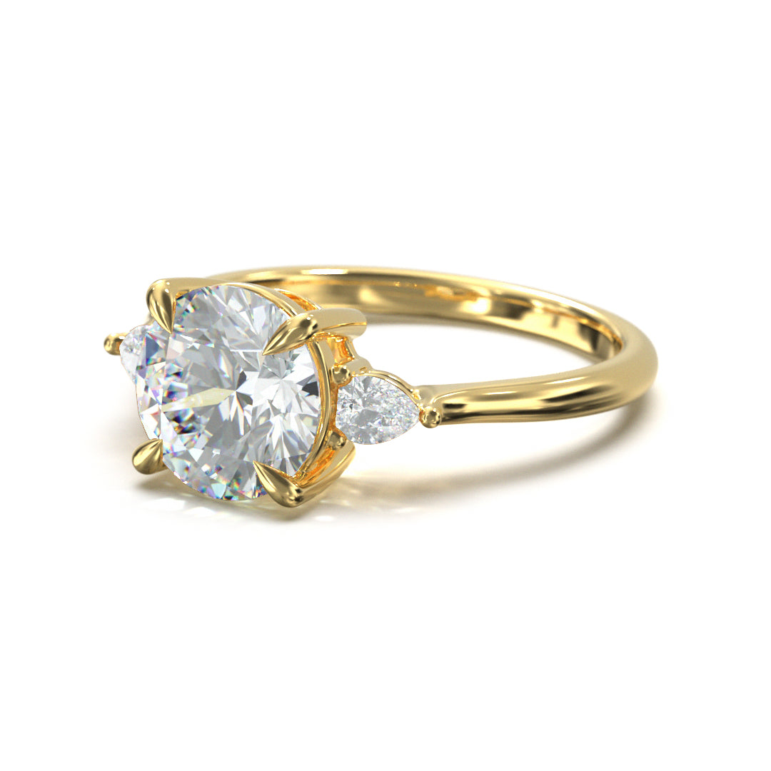Round Cut Trident Engagement Ring
