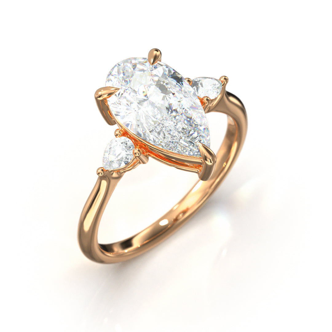 Pear Cut Trident Engagement Ring