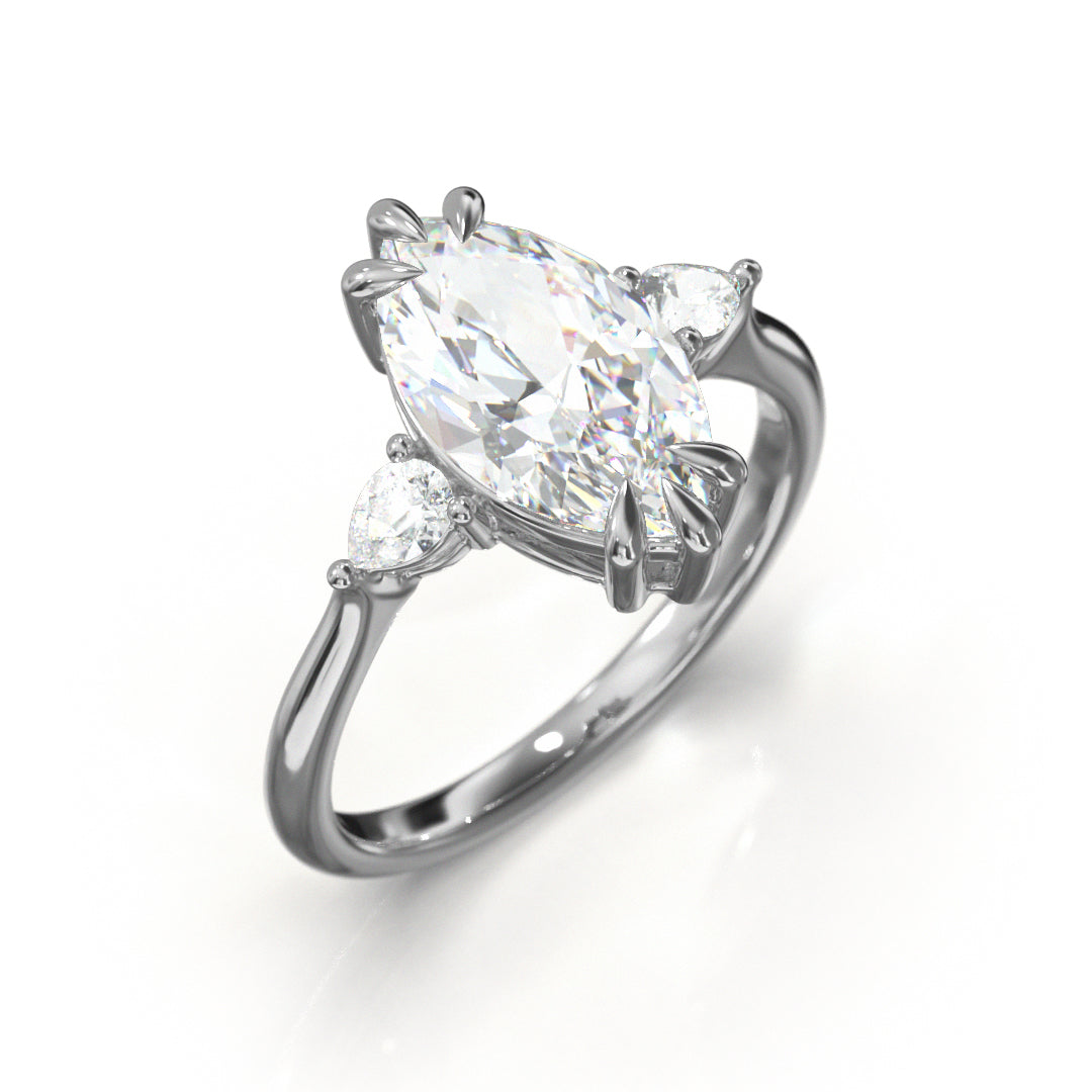 Marquise Cut Trident Engagement Ring