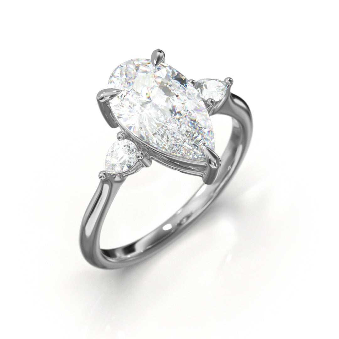 Pear Cut Trident Engagement Ring