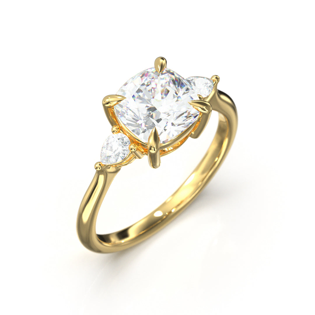 Cushion Cut Trident Engagement Ring