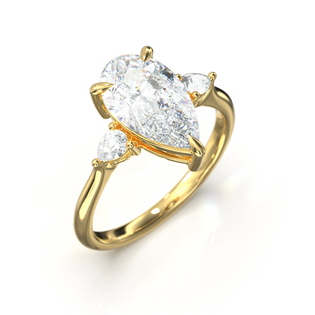 Pear Cut Trident Engagement Ring