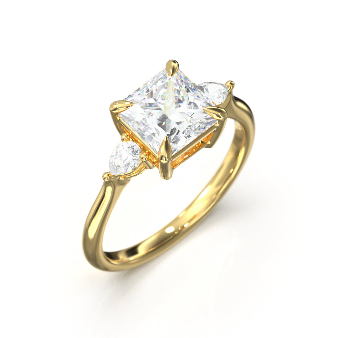 Princess Cut Trident Engagement Ring