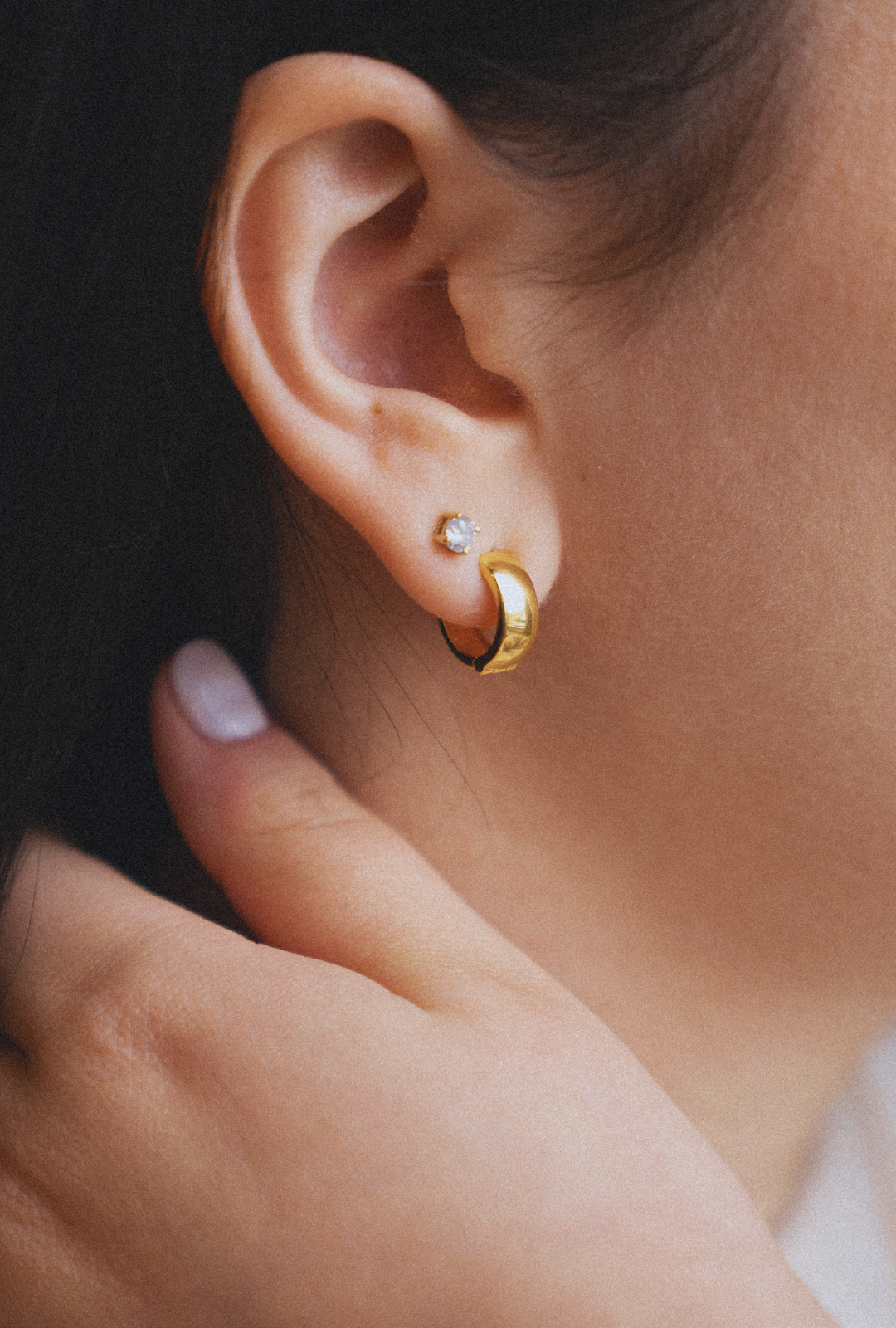 14k Solid Gold Thick Hoop Earrings