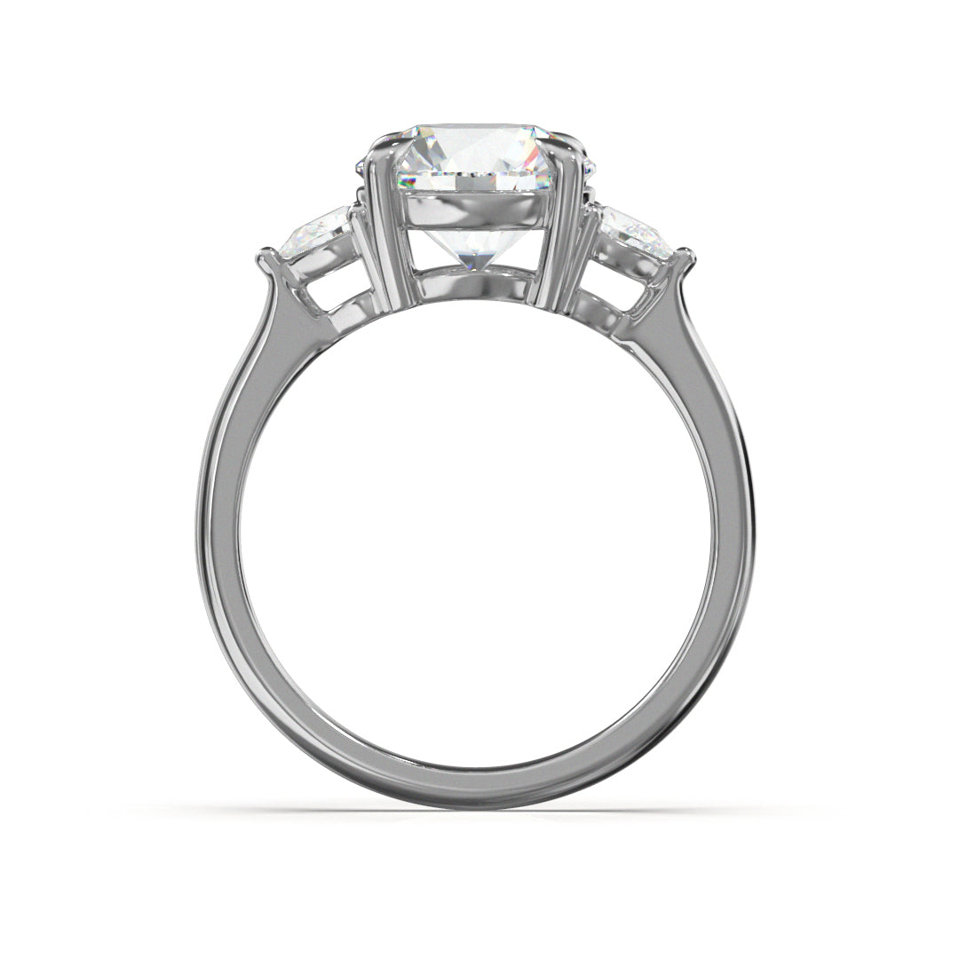 Round Cut Trident Engagement Ring