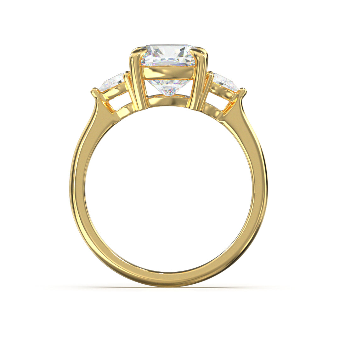 Cushion Cut Trident Engagement Ring