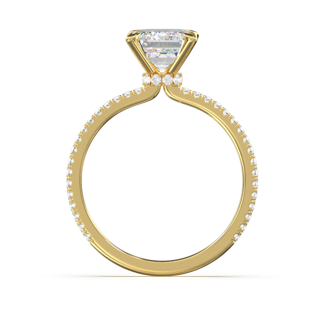 Emerald Cut Celestial Engagement Ring