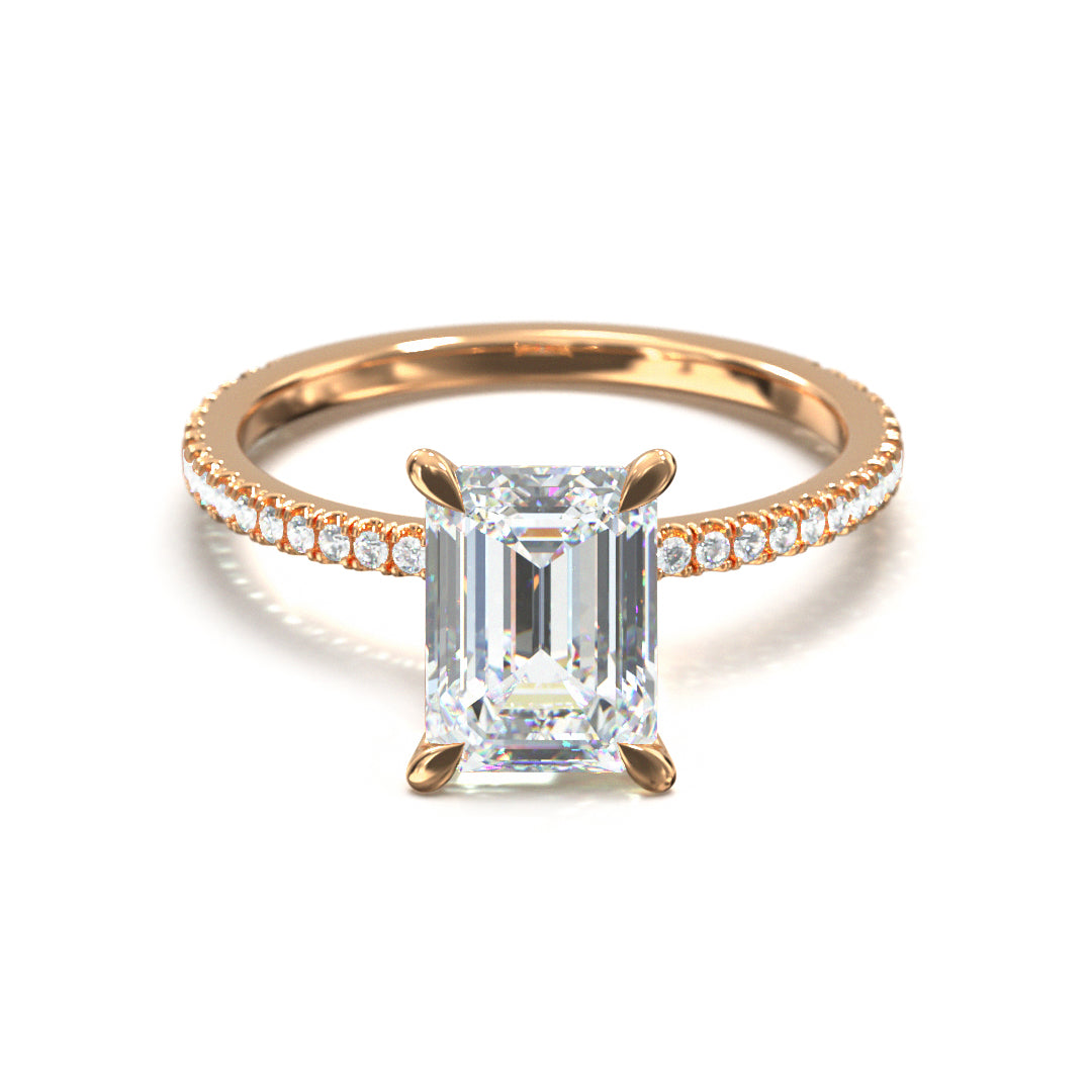 Emerald Cut Celestial Engagement Ring